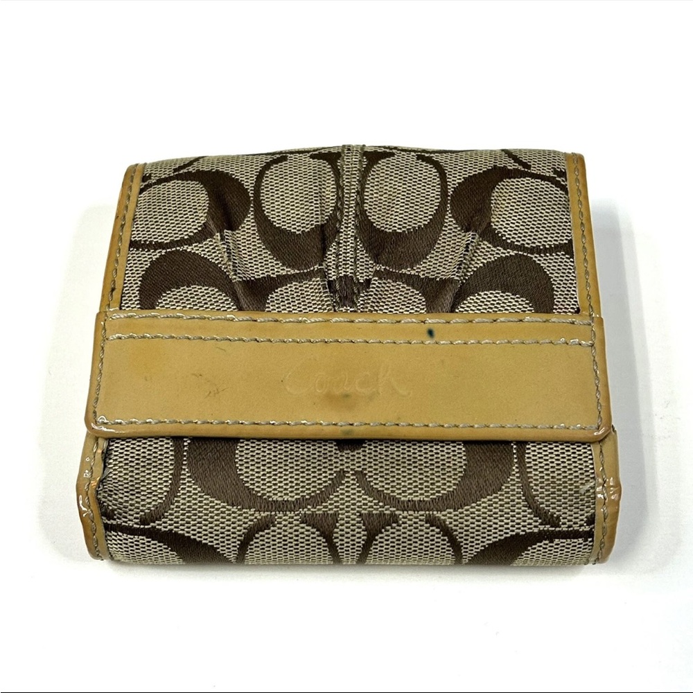 Vintage Y2K Small Coach Women’s Wallet Bifold Signature C Beige Khaki #3551